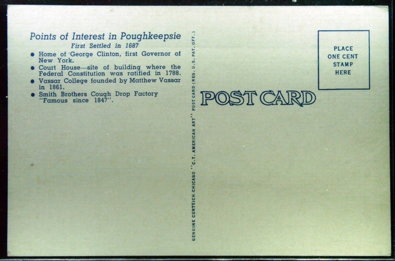 Vintage Linen Smith Brothers Restaurant Poughkeepsie Unused Postcard