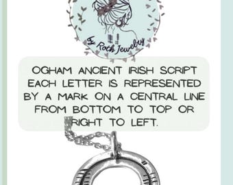 Ogham Pewter Name Necklace, Personalized Irish Celtic Jewelry