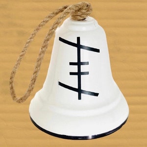 Personalized Memorial Garden Ornament Iron White Bell custom Ogham Alphabet Irish Script Wind Chime