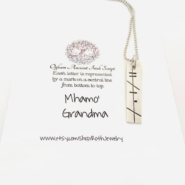 Grandmother Necklace Ogham Irish script Celtic Jewelry Monogram & Name Necklace