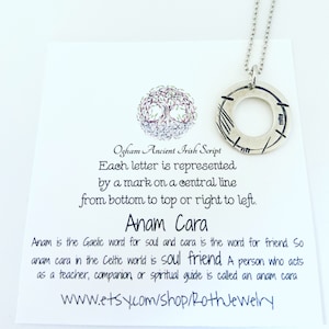 Anam Cara Soul Friend Pendant Gaelic Irish Script Necklace Irish Friend Gifts Soul Mate Gifts Personalized Circle Necklace,Valentine&#39;s Day