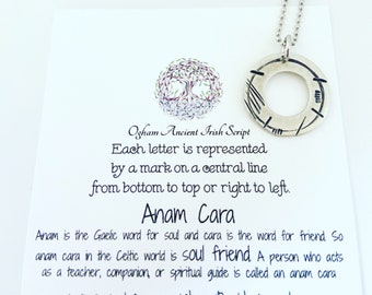 Anam Cara Pewter Pendant – Gaelic Ogham “Soul Friend” Necklace
