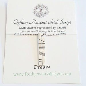Dream Necklace  Personalized Ogham Pendant in Irish Script