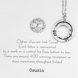 Ogham Pendant Irish Script Cousin Family Necklace Celtic Tree Alphabet Ogham Runes Ancient Irish Gifts  Name Necklaces ANAM CARA