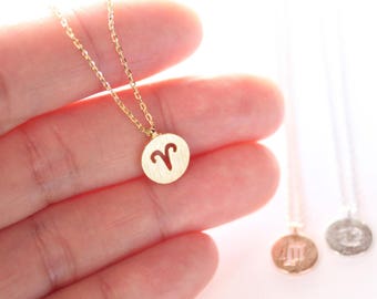 Zodiac Necklace, Birth Signs, Choker Length, Gold/ Silver/ Rose Gold, Star Signs, Astrology Necklace, Zodiac Signs Cut out, Horoscope