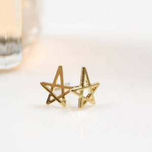Tiny Star Post Earrings, .925 Sterling Silver Posts And Backs, Gold Or Silver Open Star Earrings, Dainty Star Earrings