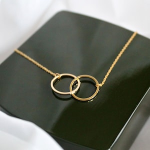 Double Eternity Necklace, Linked Circle Necklace, Karma Circle Necklace, Love, Wedding Jewelry, Bridesmaid Gift