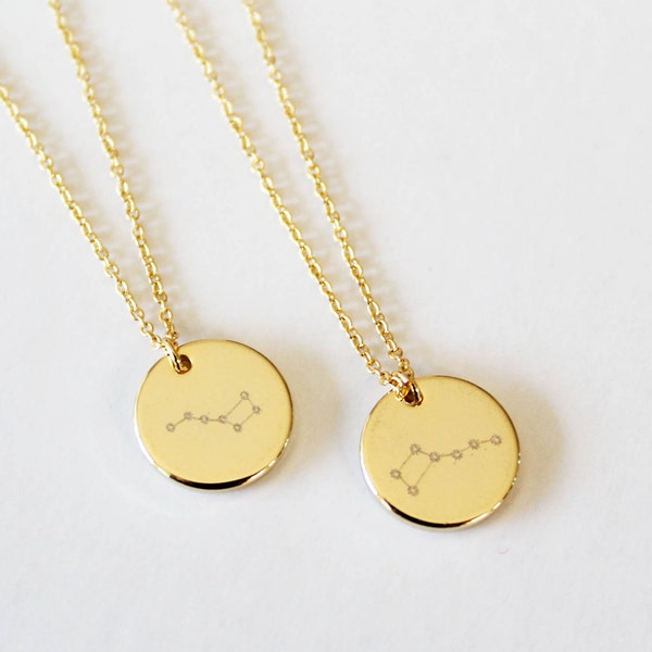 Petite Ourse/Big Dipper collier en or/argent/Rose Or, collier étoile, Zodiac collier, collier Constellation, Ursa Major, astérisme