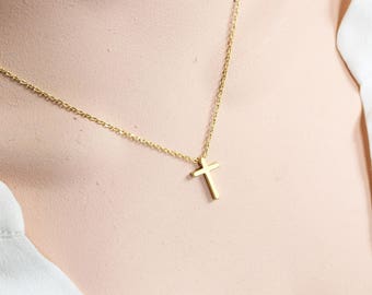 Tiny Cross Necklace In Gold/Silver/Rose Gold, Cross Choker Necklace, Minimalist, Wedding, Bridesmaid Gift