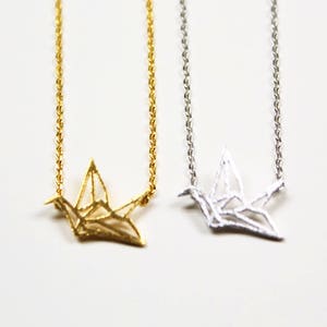 Origami Crane Necklace In Rose Gold/Gold/Silver, Flying Bird, Open Crane, Crane Choker Necklace, Animal Necklace, Best Friend Necklace, Gift