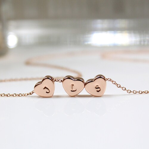 Three Hearts Necklace Gold Silver Rose 