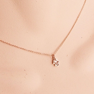 Hamsa Necklace, Tiny Hamsa With CZ Evil Eye In The Center, .925 Sterling Silver Chain or 14k GOLD Filled chain or ROSE Gold Filled Chain