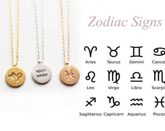 zodiac sign necklace etsy