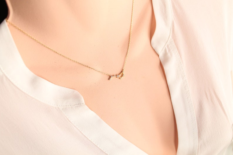 Big Dipper Necklace, Little Dipper Necklace, Star Necklace, Cubic Zirconia Star, Zodiacal Constellation Necklace zdjęcie 3