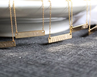 Engravable Bar Necklace, Custom Engraving, Gold/Silver/Rose Gold, Greek Letters, Roman Numerals, Coordinates, Name, Sorority,Bridesmaid Gift