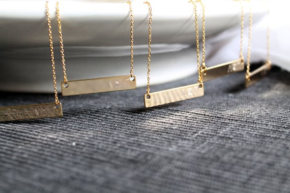 Engravable Bar Necklace, Custom Engraving, Gold/Silver/Rose Gold, Greek Letters, Roman Numerals, Coordinates, Name, Sorority,Bridesmaid Gift