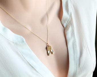 Pair Of Ballet Shoes Necklace, 14K Gold Filled Chain Or .925 STERLING SILVER Chain, Ballerina Dance Shoes