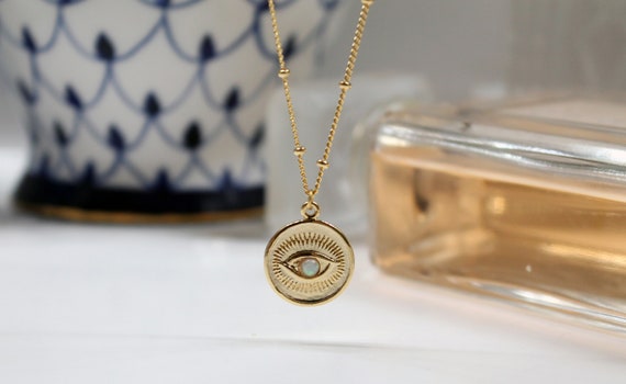 Evil-eye With Opal Necklace Coin 