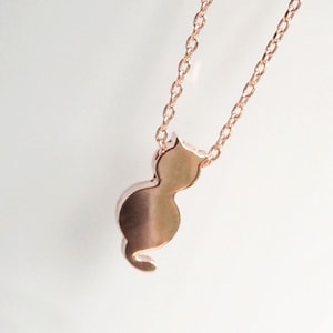 Tiny Cat Necklace, Personalization, Rose Gold, Gold Or Silver Cat Silhouette Pendant Necklace, Small Gold Kitty Cat, Minimalist