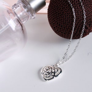 Celtic Heart Knot Necklace, .925 STERLING SILVER CHAIN, Antique Celtic Knot, Love Knot, Friendship