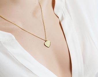 Engravable Heart Necklace In Gold/Silver/Rose Gold, Choker Length, Personalization, Initial, Name, Wedding, Bridesmaids