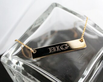 Custom Engravable Bar Necklace, Compass Coordinates, Big/Little Sister, Roman Numerals, Greek Letters, Sorority Jewelry, Backside Engraving