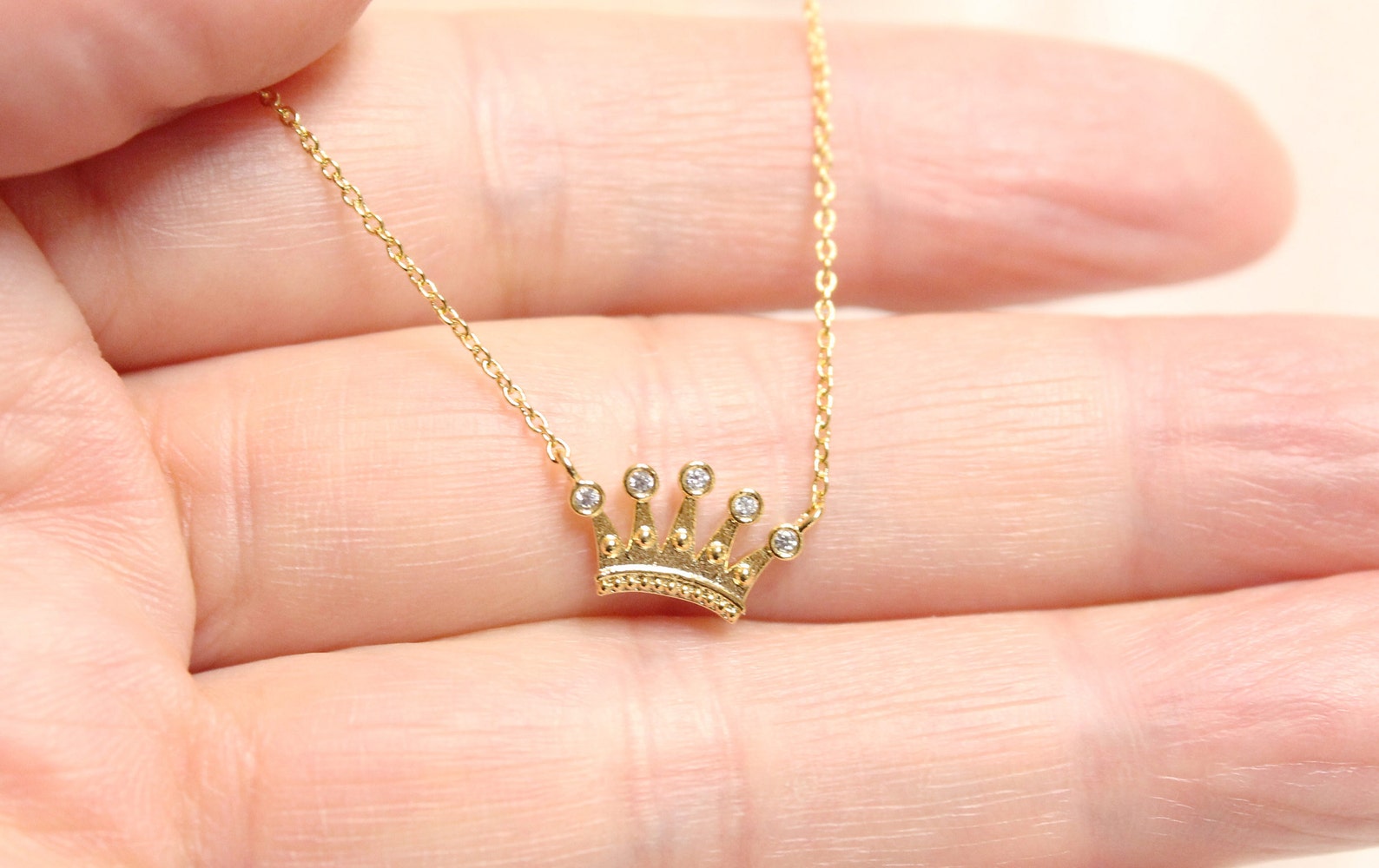 Crown Necklace in Gold Princess Crown Necklace Queen Etsy