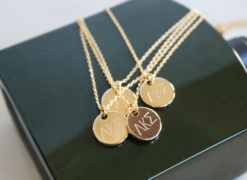 Greek Letters Necklace, Custom Engraving, Personalization-Monogram, Initials, Name, Sorority Jewelry, Roman Numerals, Bridesmaids Gifts image 1