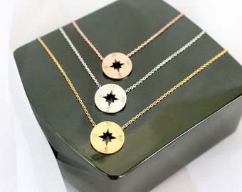 Compass Necklace, 14k Gold Filled Chain, Sterling Silver Chain, Or Rose Gold Filled Chain, Lucky Charm, Graduation Gift