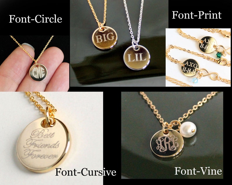 Greek Letters Necklace, Custom Engraving, Personalization-Monogram, Initials, Name, Sorority Jewelry, Roman Numerals, Bridesmaids Gifts image 5