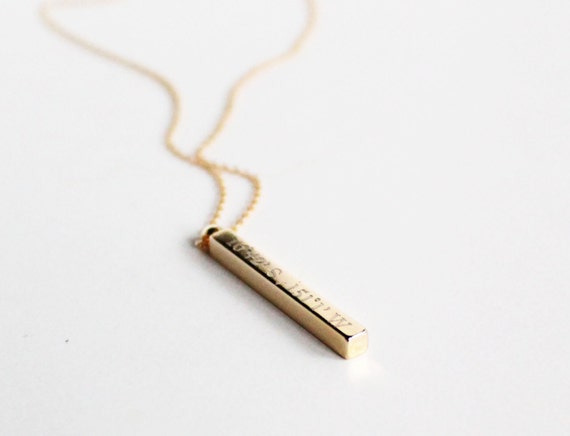 Buy Cube Bar Necklace 4 Sided Cube Bar Custom Engraving Name