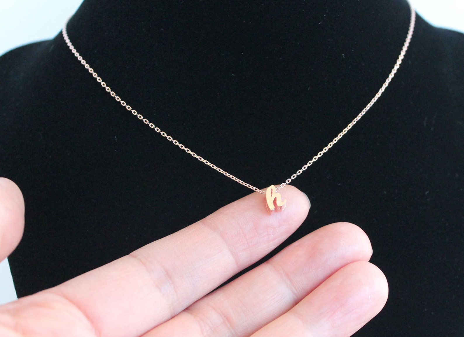 Cursive Initial Necklace Rose Gold Filled Chain 14K Gold Etsy
