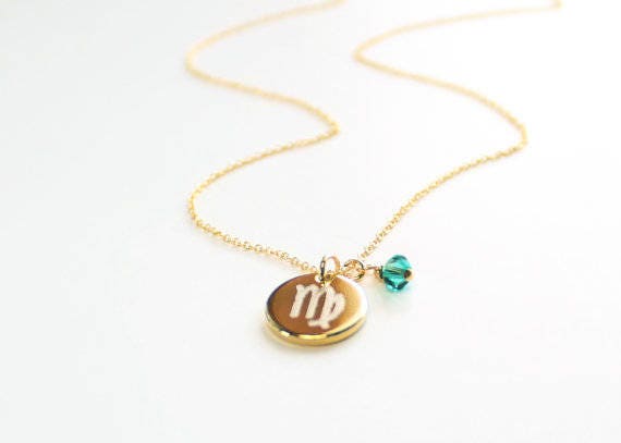 スペースワールド 星座 ペンダント 星座ディスクネックレス、ゴールド