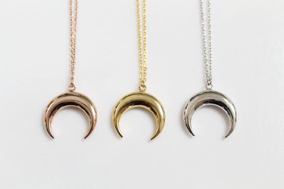 Collar De Plata Oro Estrella De Cuerno Con Media Luna Doble Cuerno vendedor del Reino Unido 2019