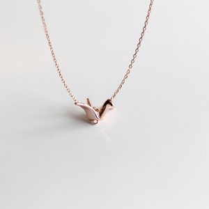 Origami Crane Pendant Necklace, Paper Fold Like Bird, Gold/Silver/Rose Gold Flying Bird, Christmas image 2