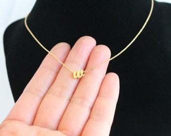 Halsband med skrivbrev, Guld- eller roséguld- eller silverinitialer med små bokstäver, Handskrivna initialer, Personalisering, Bröllop