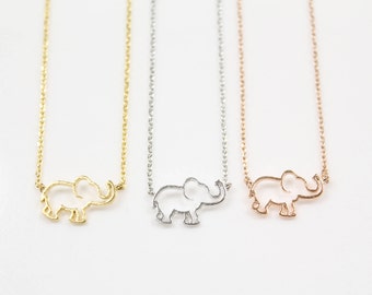 Collier bébé éléphant, pendentif éléphant ouvert, breloque en forme d'éléphant, breloque symbolique, sagesse, cadeau