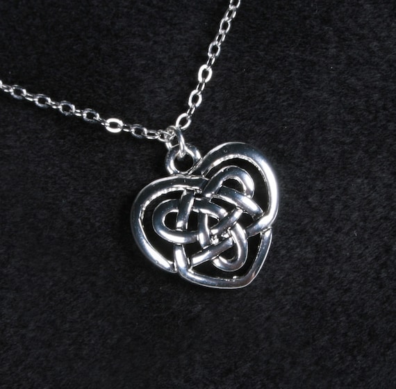 Celtic Heart Knot Necklace, .925 STERLING SILVER CHAIN