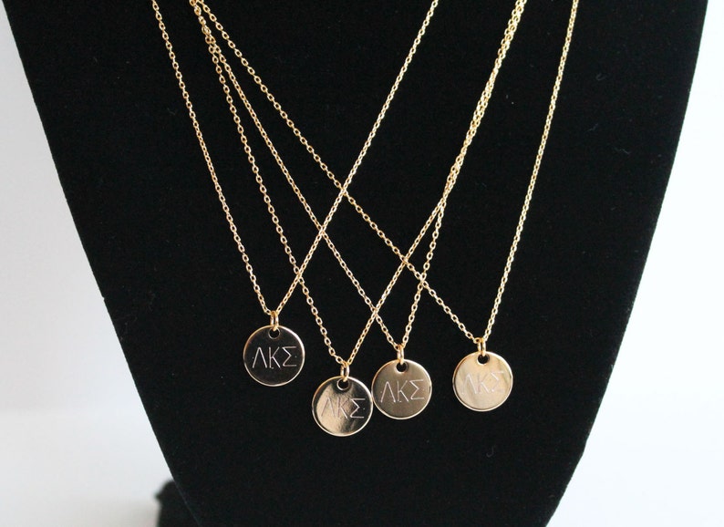 Greek Letters Necklace, Custom Engraving, Personalization-Monogram, Initials, Name, Sorority Jewelry, Roman Numerals, Bridesmaids Gifts image 3