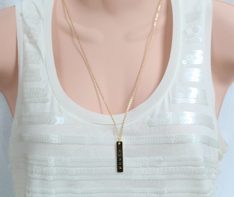 Vertical Engravable Bar Necklace Gold/silver/rose Gold GPS Etsy