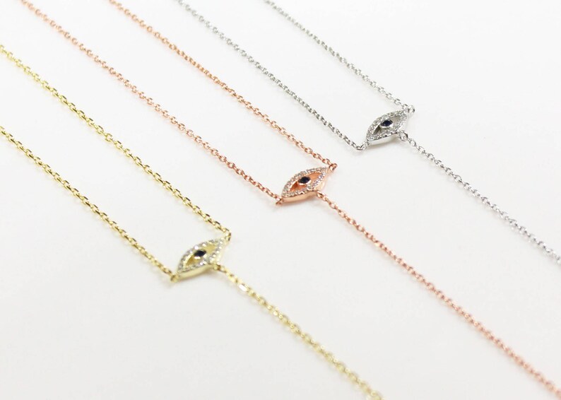 Lucky Charm Symbol Of Protection Blue Cubic Evil Eye Rose Gold Evil Eye Y-Necklace Necklace Lariat Necklace .925 Sterling Silver Chain