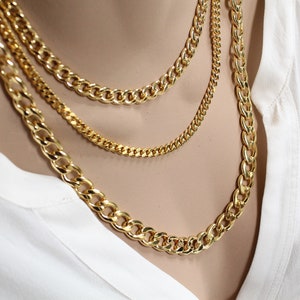Curb chain necklace, Chunky chain necklace, Big link chain necklace, Plain bold chain necklace, Statement necklace, Layering necklace