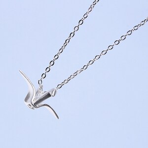 Origami Crane Pendant Necklace, Paper Fold Like Bird, Gold/Silver/Rose Gold Flying Bird, Christmas image 3