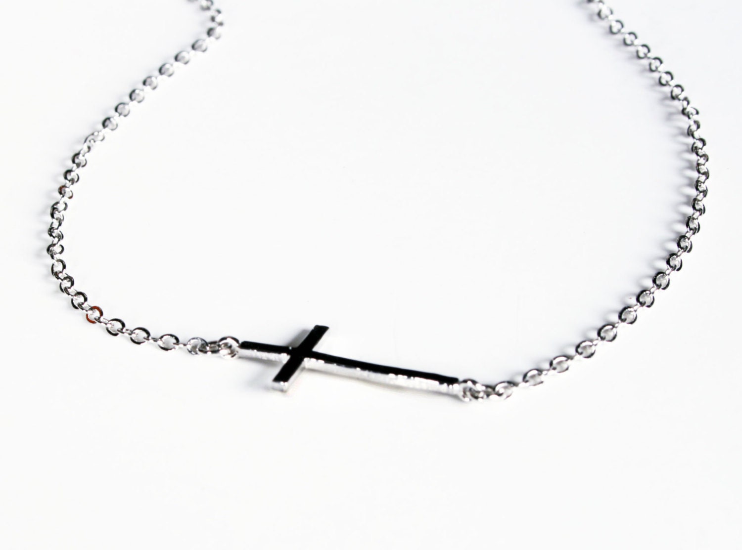 Sideways Cross Necklace 15'' to 32'' Long - Etsy