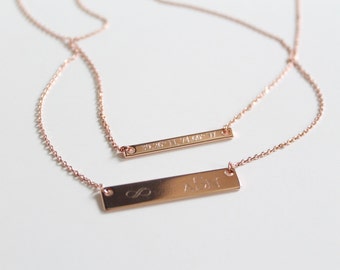 Bar Necklace, Custom Engrave, Compass Coordinates, Greek Letters, Roman Numerals, Name, Big/Little Sorority Jewelry, Bridesmaid Gift