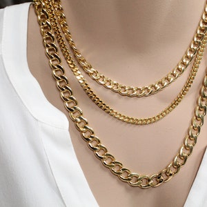 Curb chain necklace, Chunky chain necklace, Big link chain necklace, Plain bold chain necklace, Statement necklace, Layering necklace