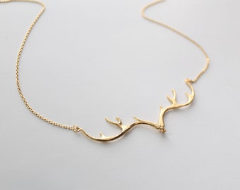 Antler Necklace, Deer Antler Charm, Reindeer, Deer Head Necklace