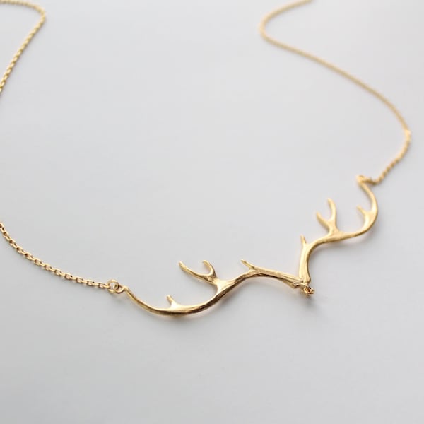 Antler Necklace, Deer Antler Charm, Reindeer, Deer Head Necklace