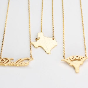 Texas Necklace, Gold/Silver/Rose Gold Texas Necklace, Map Of Texas, Texas Longhorns, Dallas, Antlers, Layering Necklace