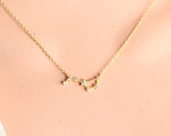 Collar de osa grande, collar de pequeño osa, collar de estrellas, estrella de circonio cúbico, collar de constelación de Signo